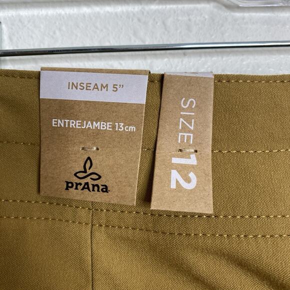 PrAna Alana Short 5" Inseam Embark Brown Highrise Pockets Women's Size 12 NWT - Picture 2 of 4